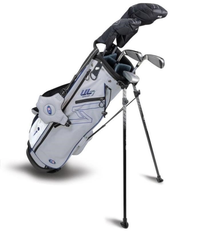 U.S. Kids Golf UL7-60 (152cm) W10 5-Club junior golfset + stand bag, silver/navy/vit