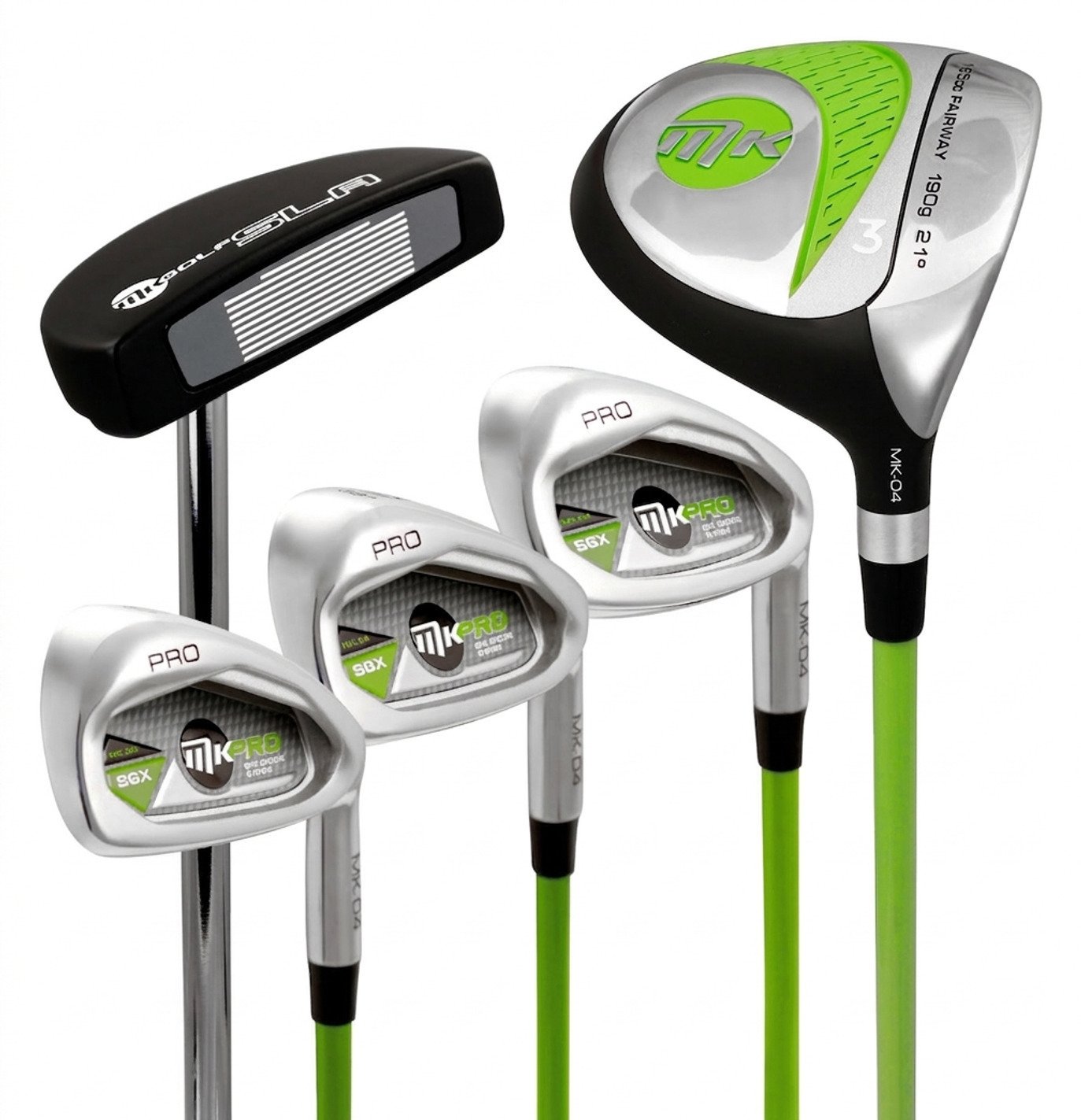 MKids Lite Junior golfset, grafit, + stand bag, grön