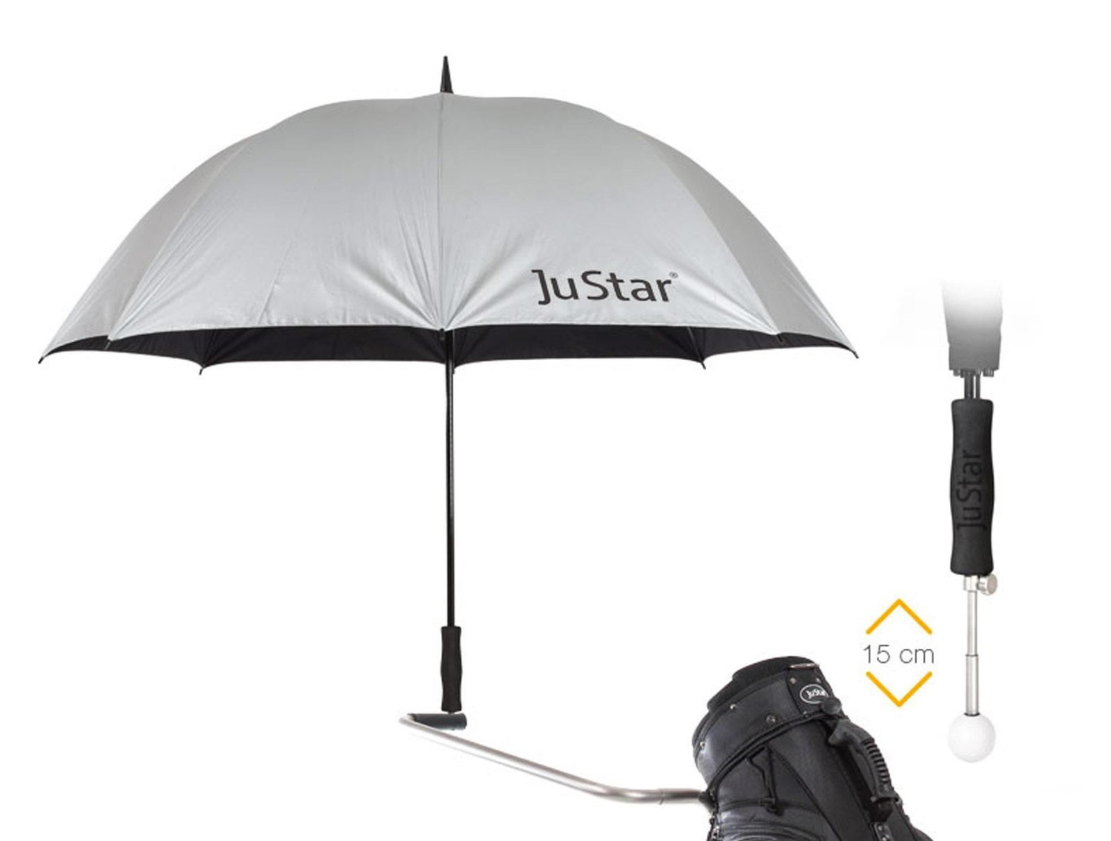 JuStar JuStar teleskopiskt golfparaply, silver (UV-skydd 99%)