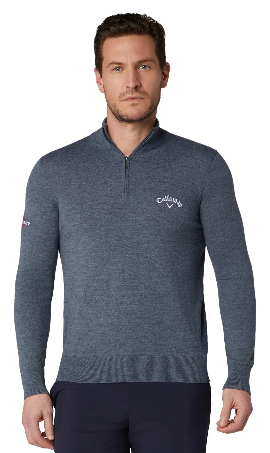 Callaway 1/4 Blended Merino herrtröja, steel heather