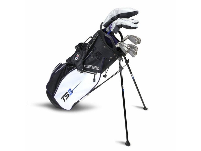 U.S. Kids Golf TS3-54 (137cm) v10 junior golfset, grafit, svart/vit/lila + stand bag