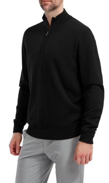 FootJoy Wool Blend 1/2 Zip Lined herr pullover, svart