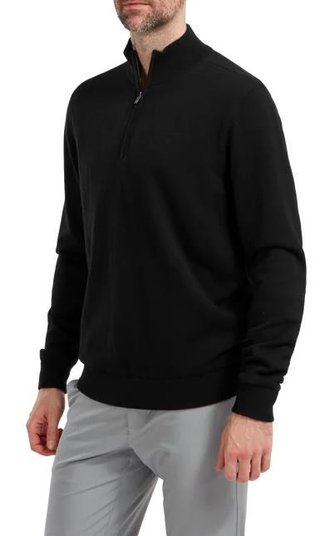 FootJoy Wool Blend 1/2 Zip Lined herr pullover, svart