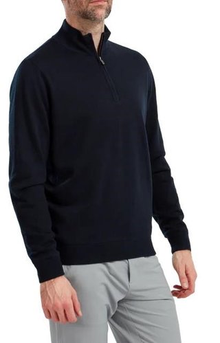 FootJoy Wool Blend 1/2 Zip Lined herr pullover, navy