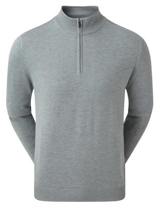 FootJoy Wool Blend 1/2 Zip Lined herr pullover, heather grey