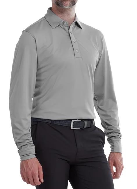 FootJoy Long Sleeve Thermocool Self Athletic Fit herr polo, grå