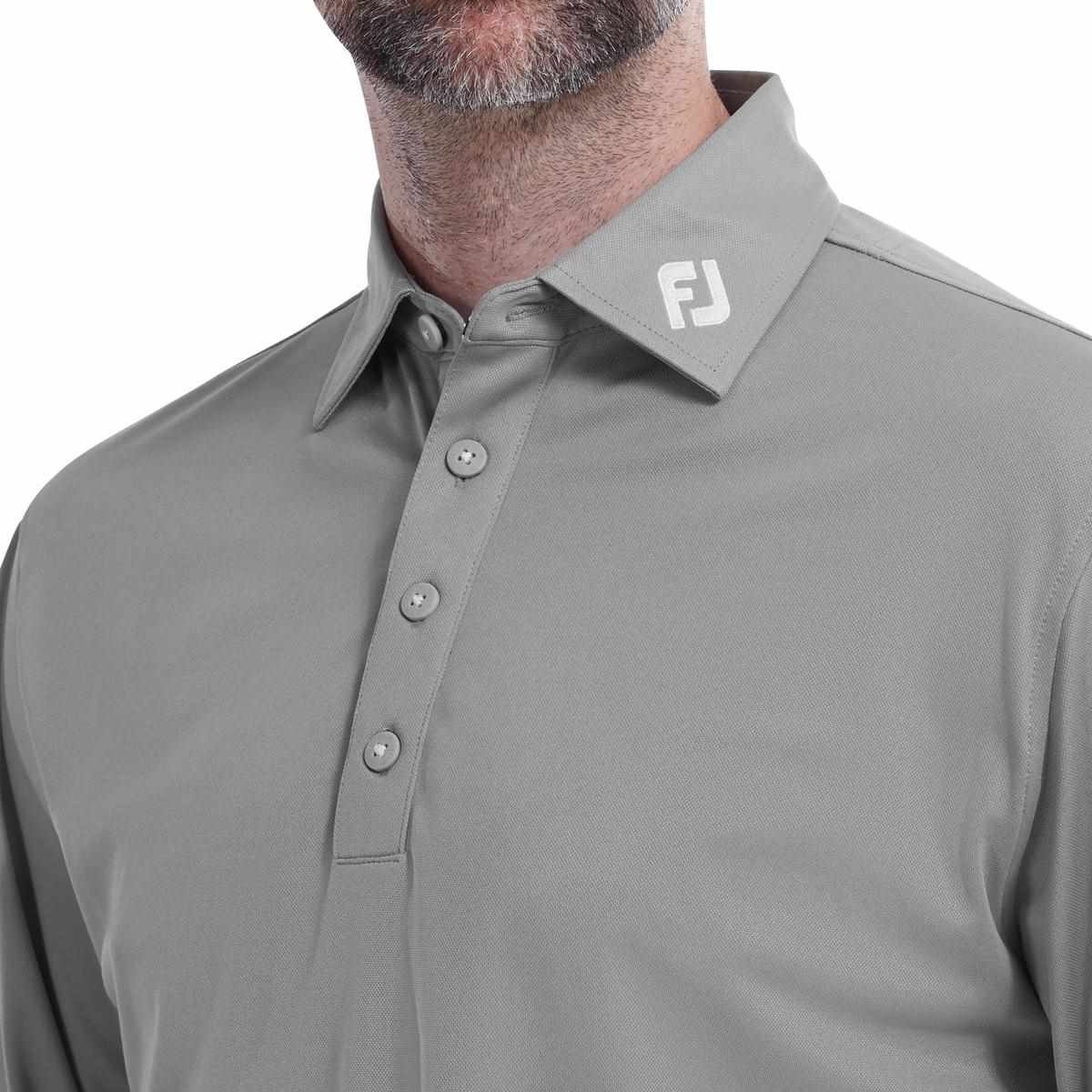 FootJoy Long Sleeve Thermocool Self Athletic Fit herr polo, grå