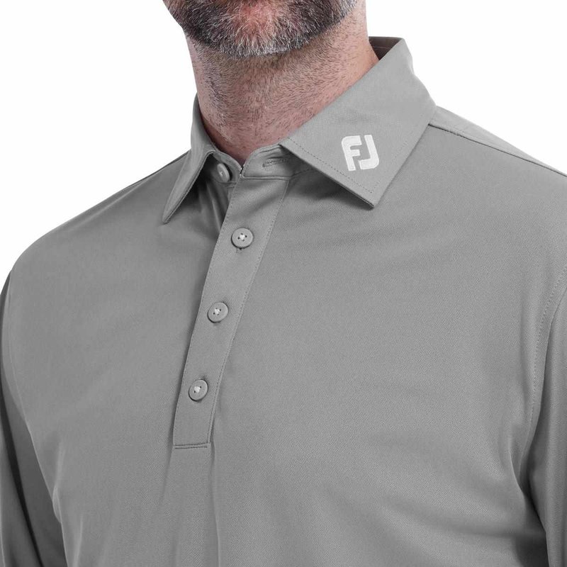 FootJoy Long Sleeve Thermocool Self Athletic Fit herr polo, grå