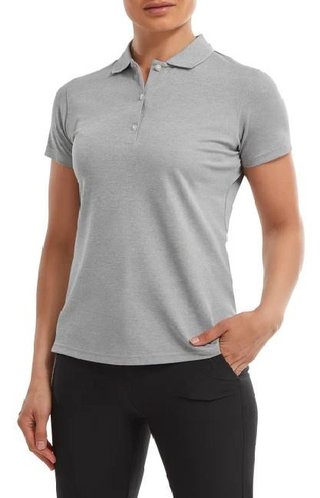 FootJoy Stretch Pique Solid dam polo, heather gray