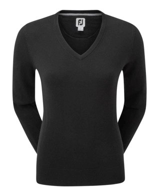 FootJoy Wool Blend V-Neck dam pullover, svart