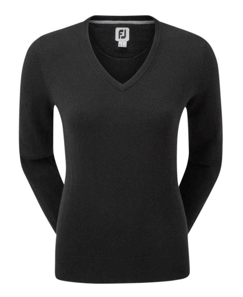 FootJoy Wool Blend V-Neck dam pullover, svart