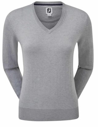 FootJoy Wool Blend V-Neck dam pullover, grå