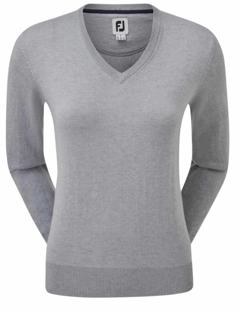 FootJoy Wool Blend V-Neck dam pullover, grå