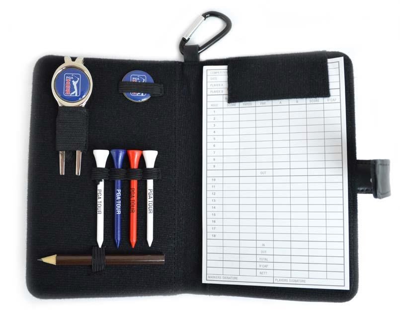 PGA Tour Real Leather Score Card and Accessory Wallet, svart