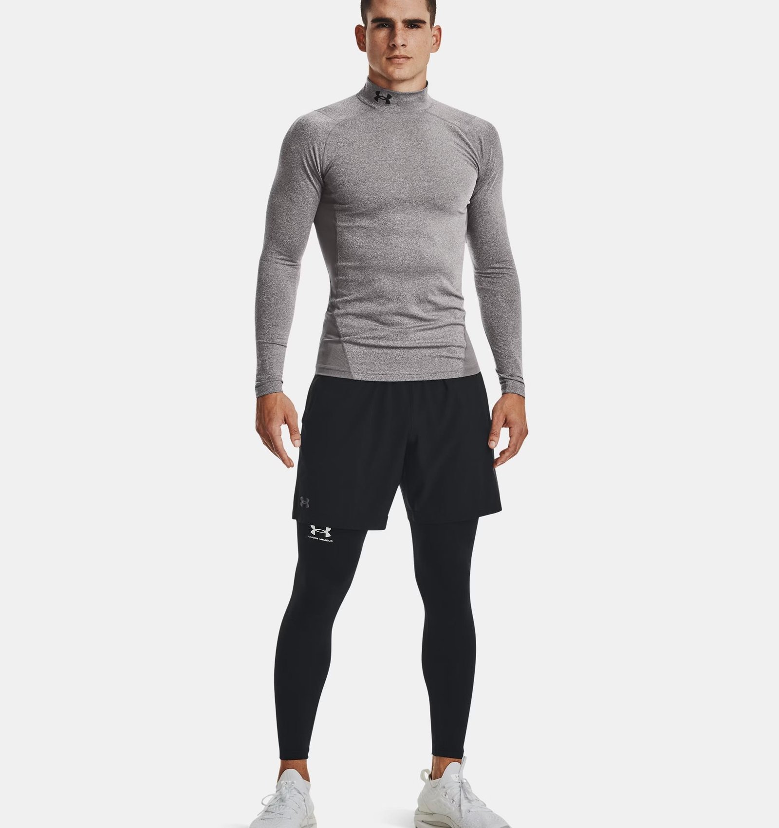 Under Armour ColdGear® Compression Mock herr topp, charcoal light heather/black