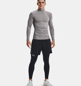 Under Armour ColdGear® Compression Mock herr topp, charcoal light heather/black