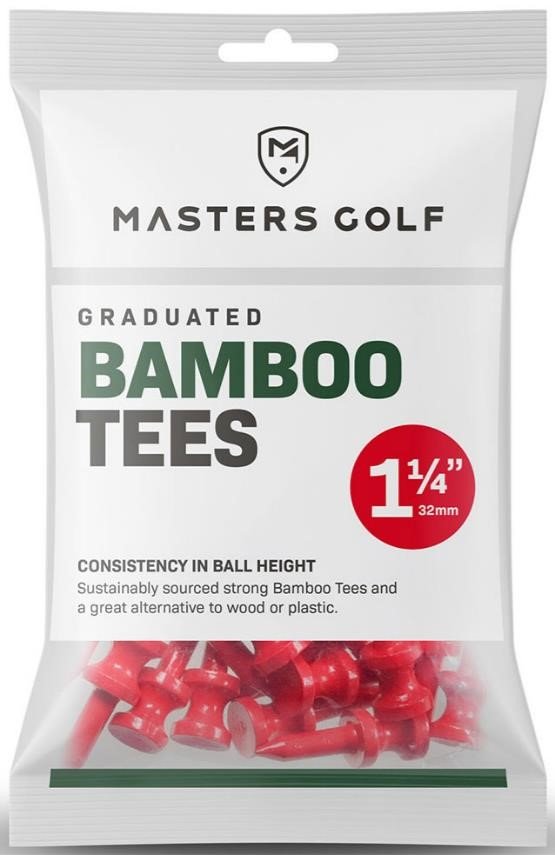 Masters Golf Masters Graduated Bamboo Tees 32mm (1 1/4"), 25-pack, röd