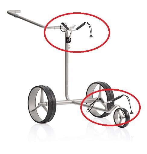 JuCad reservdel - elastiskt band för bagstöd (2 st) för Titanium/Stainless Steel-vagnar, svart