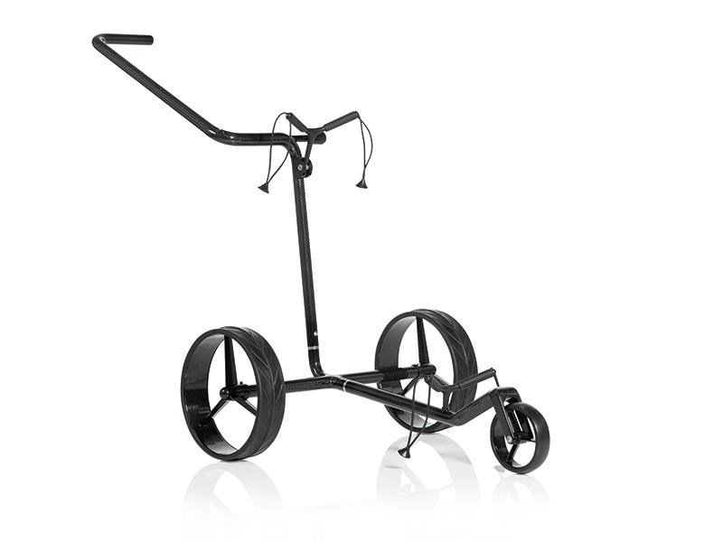 JuCad Carbon Shine manuell trolley med 3 hjul, glänsande svart + bärväska JTT
