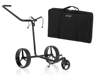 JuCad Carbon Shine manuell trolley med 3 hjul, glänsande svart + bärväska JTT