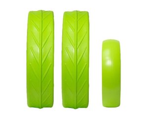 JuCad tires - 2 bakhjul, 1 framhjul, grön