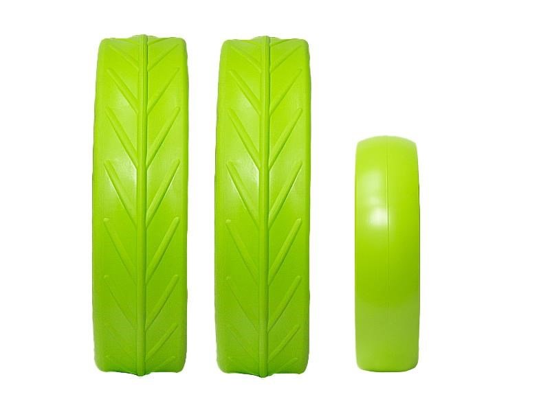 JuCad tires - 2 bakhjul, 1 framhjul, grön