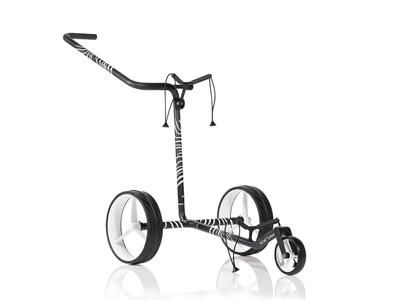 JuCad Carbon Zebra manuell vagn, vit/svart matt finish i 3K design + bärväska JTT
