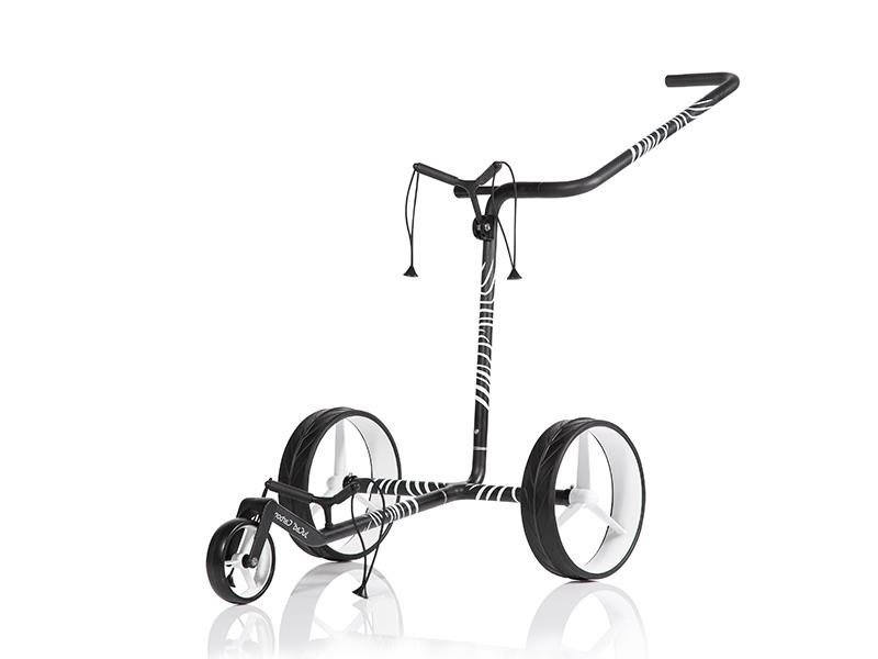 JuCad Carbon Zebra manuell vagn, vit/svart matt finish i 3K design + bärväska JTT