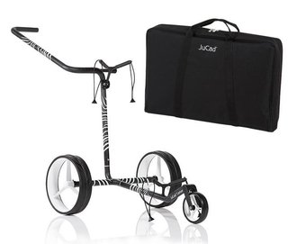JuCad Carbon Zebra manuell vagn, vit/svart matt finish i 3K design + bärväska JTT