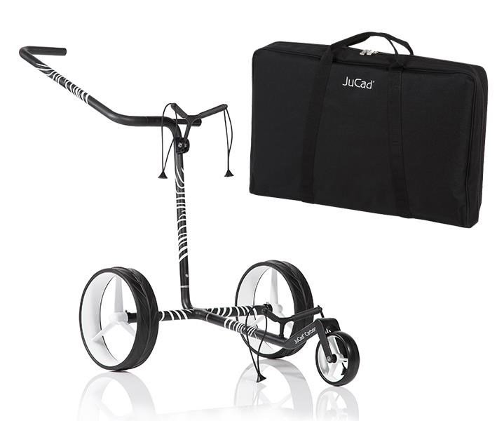 JuCad Carbon Zebra manuell vagn, vit/svart matt finish i 3K design + bärväska JTT