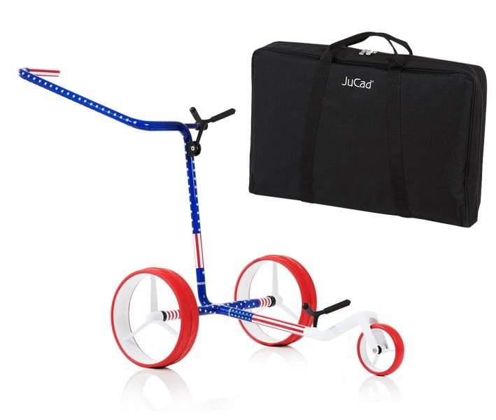 JuCad Carbon USA manuell vagn + bärbag JTT, blå/röd