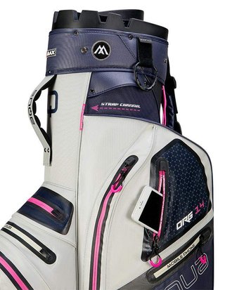 Big Max AQUA Silencio 4 Organizer cart bag, steel blue/off white/fuchsia