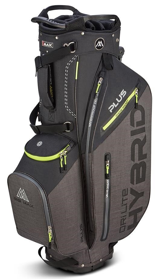 Big Max Dri Lite Hybrid Plus stand bag, black/storm charcoal/lime