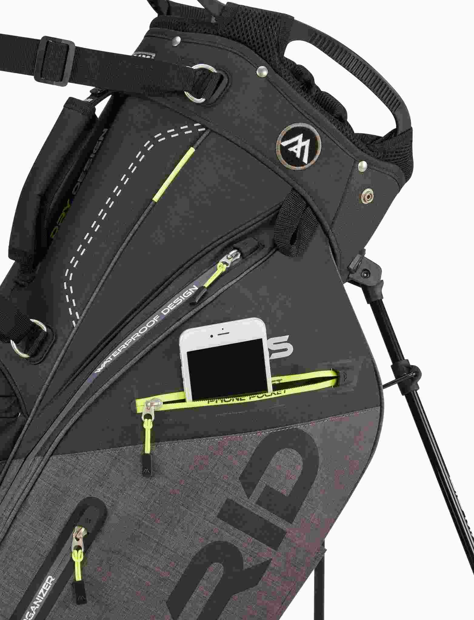 Big Max Dri Lite Hybrid Plus stand bag, black/storm charcoal/lime
