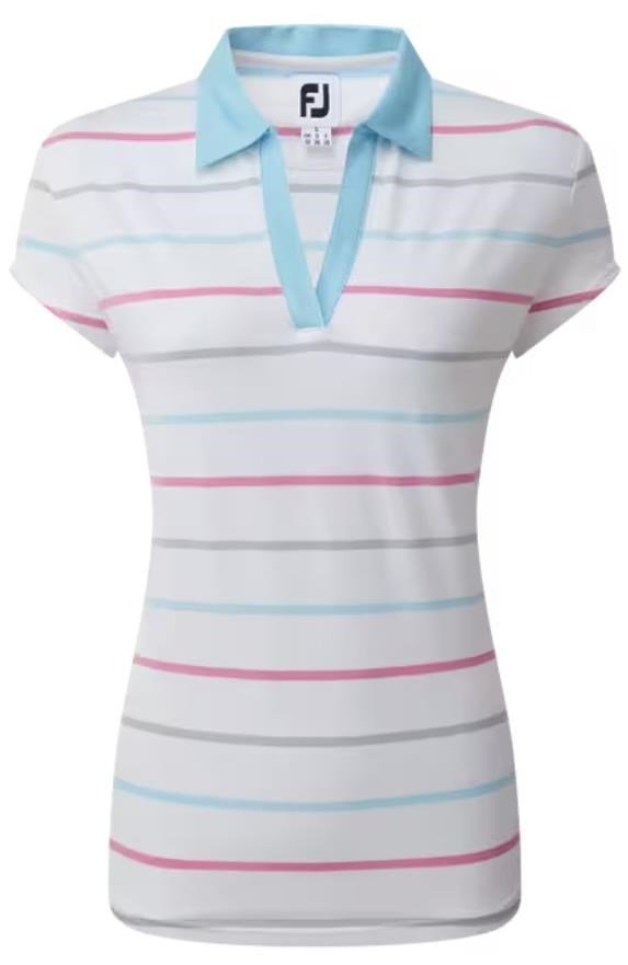 FootJoy Birdseye Stripe Smooth Jacquard dampolo, vit/blå