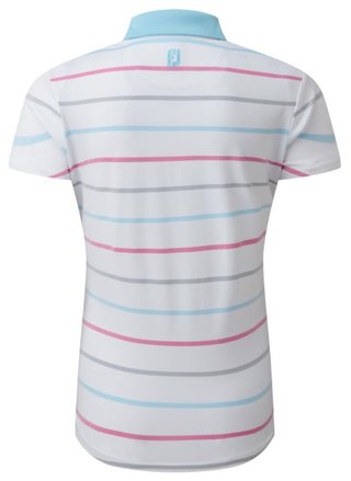 FootJoy Birdseye Stripe Smooth Jacquard dampolo, vit/blå