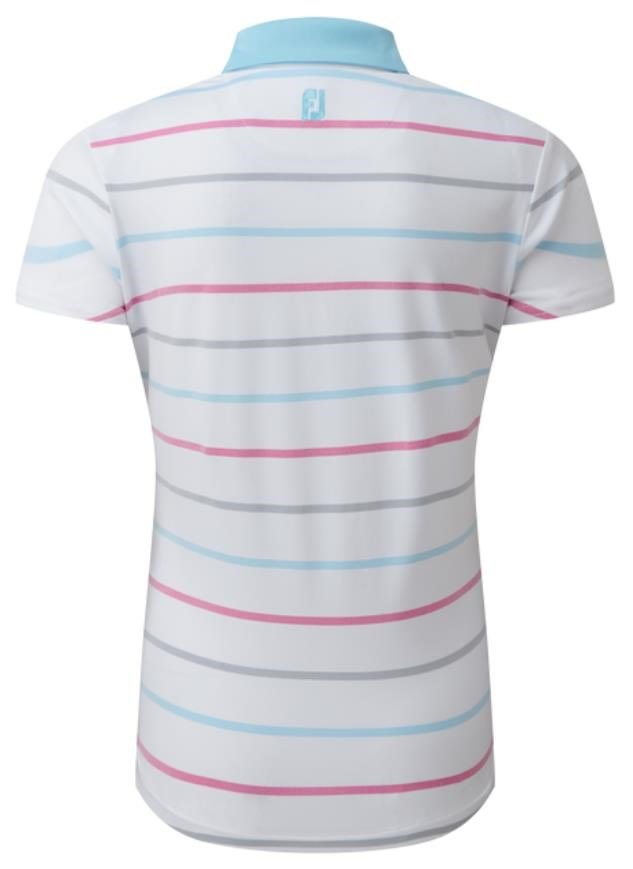 FootJoy Birdseye Stripe Smooth Jacquard dampolo, vit/blå