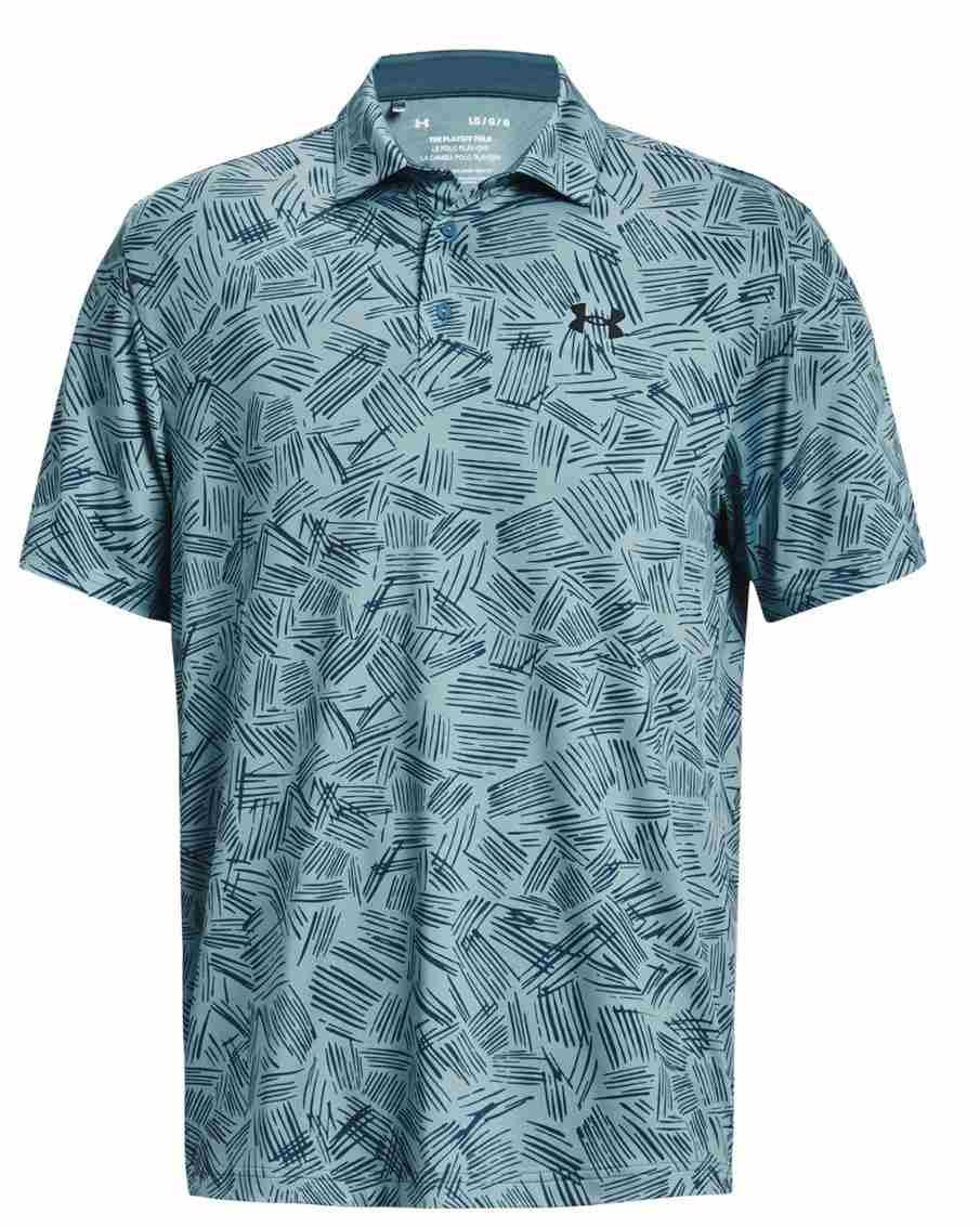 Under Armour Playoff 3.0 Printed herr polo, still water/static blue