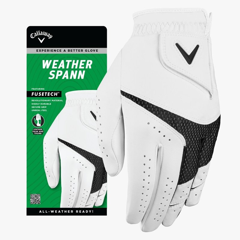 Callaway Weather Spann herr golfhandske, vit