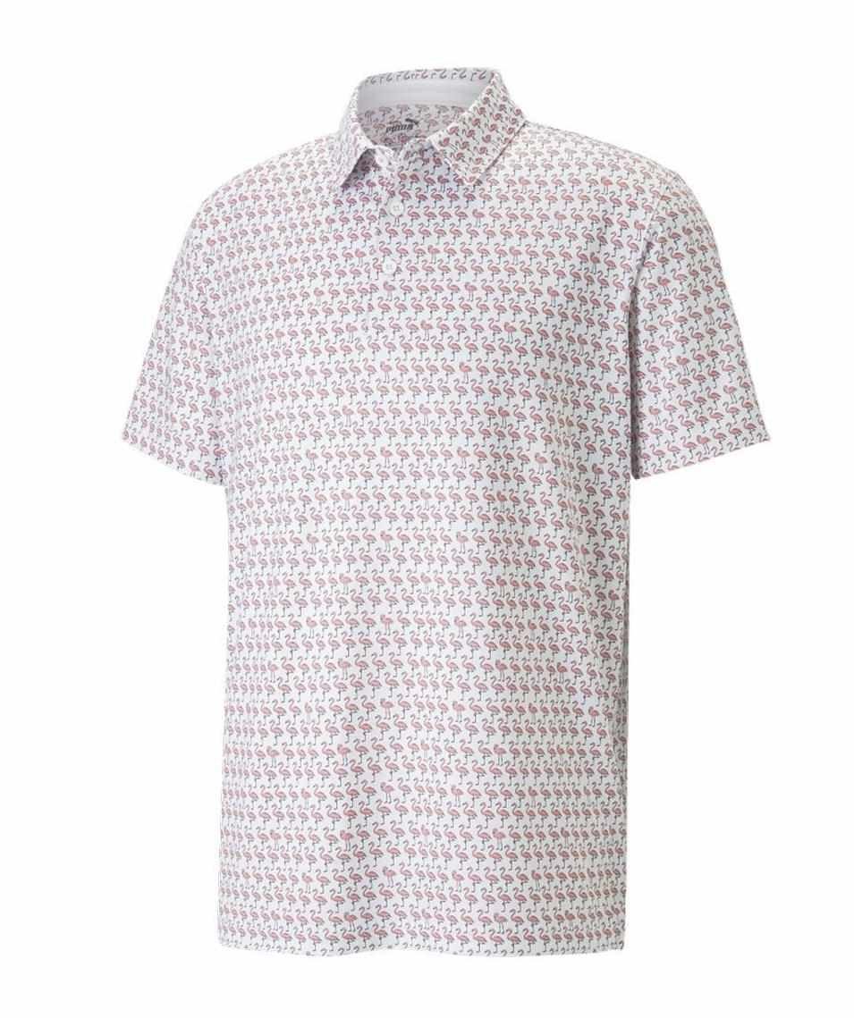 Puma Mattr Flamingo herr polo, bright white/flamingo pink