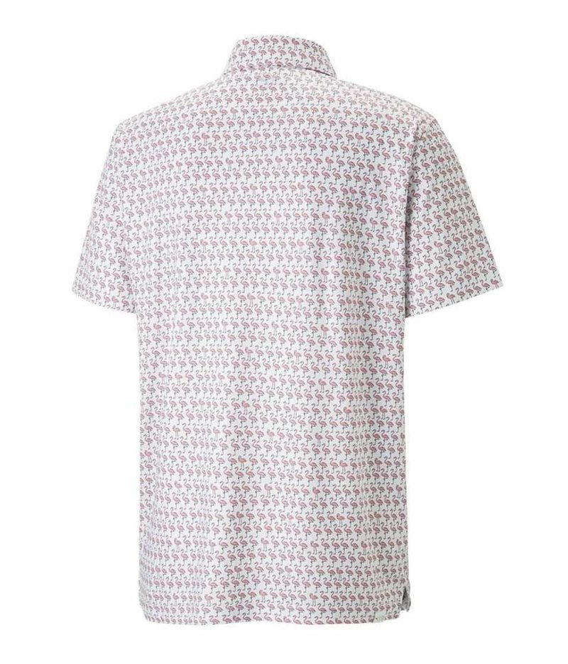 Puma Mattr Flamingo herr polo, bright white/flamingo pink