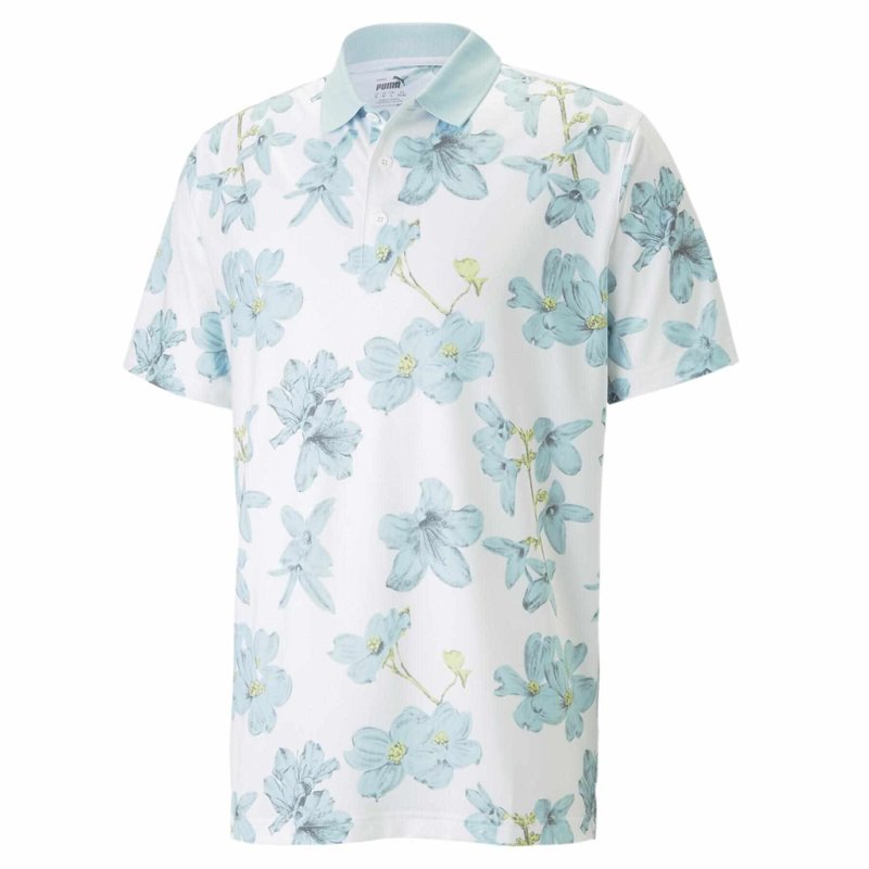 Puma Mattr Verdant herr polo, bright white/tropical aqua