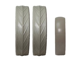JuCad tires - 2 bakhjul, 1 framhjul, grå