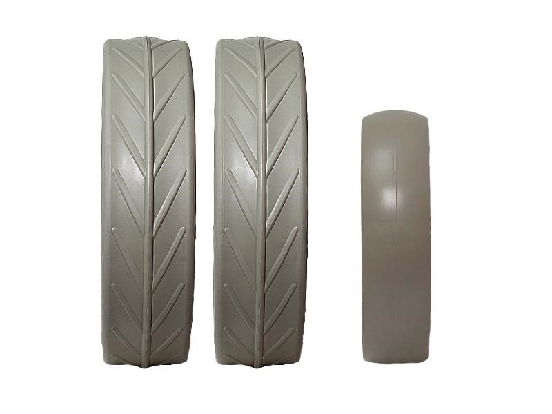 JuCad tires - 2 bakhjul, 1 framhjul, grå