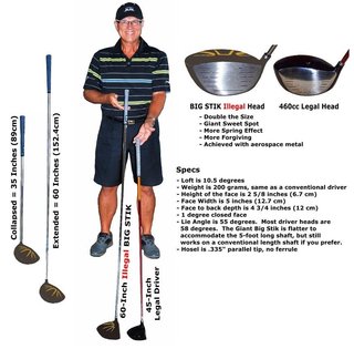 Divnick Big Stik Adjustable teleskopisk driver, 10.5°, RH, Illegally Large Head