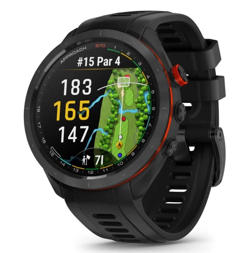 Garmin Approach S70 47mm GPS-klocka, keramisk svart/svart silikonrem