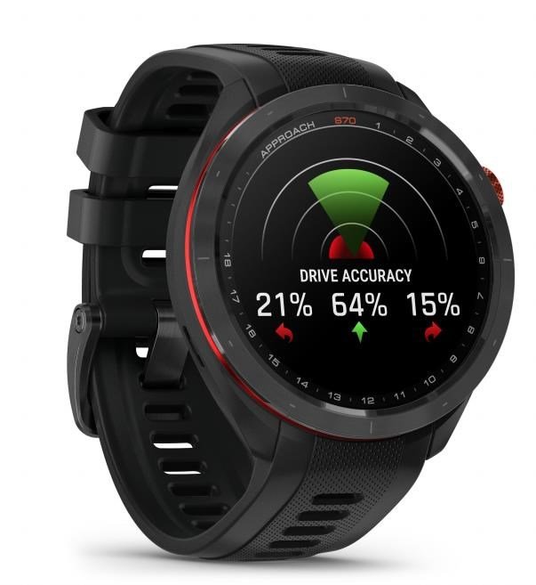 Garmin Approach S70 47mm GPS-klocka, keramisk svart/svart silikonrem