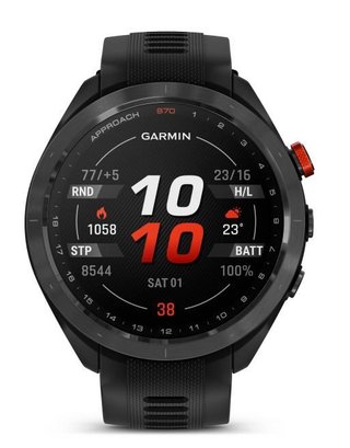 Garmin Approach S70 47mm GPS-klocka, keramisk svart/svart silikonrem