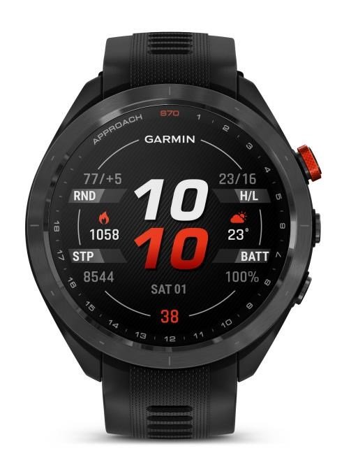 Garmin Approach S70 47mm GPS-klocka, keramisk svart/svart silikonrem