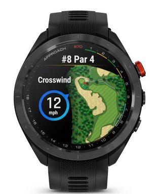 Garmin Approach S70 47mm GPS-klocka, keramisk svart/svart silikonrem